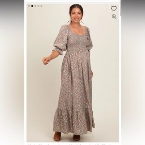 Pink Blush Smocked Ruffle Maxi Dress Maternity/Non-maternity